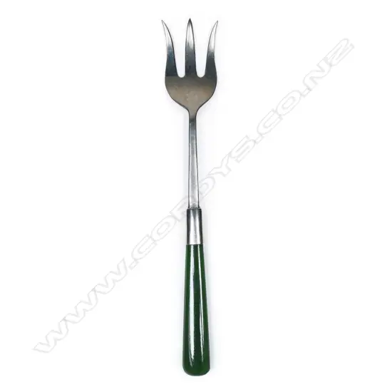 Frank Grady (Wellington) silver and greenstone bread fork,